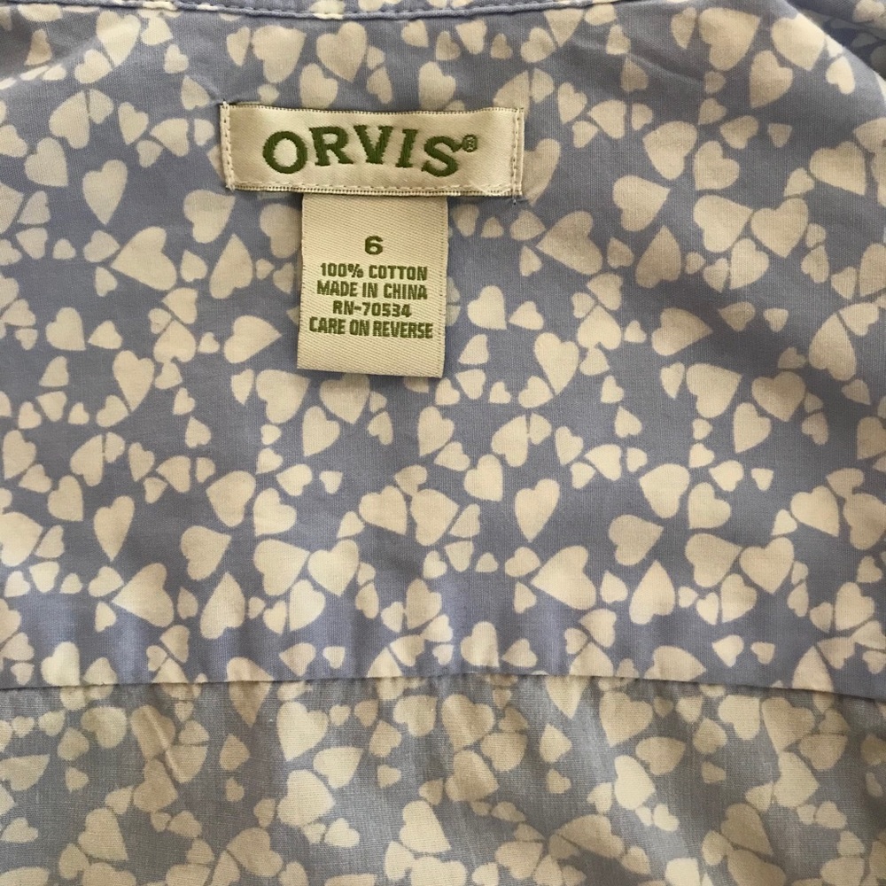 ORVIS Hearts Print Button Down Shirt -100% Cotton - Picture 14 of 16